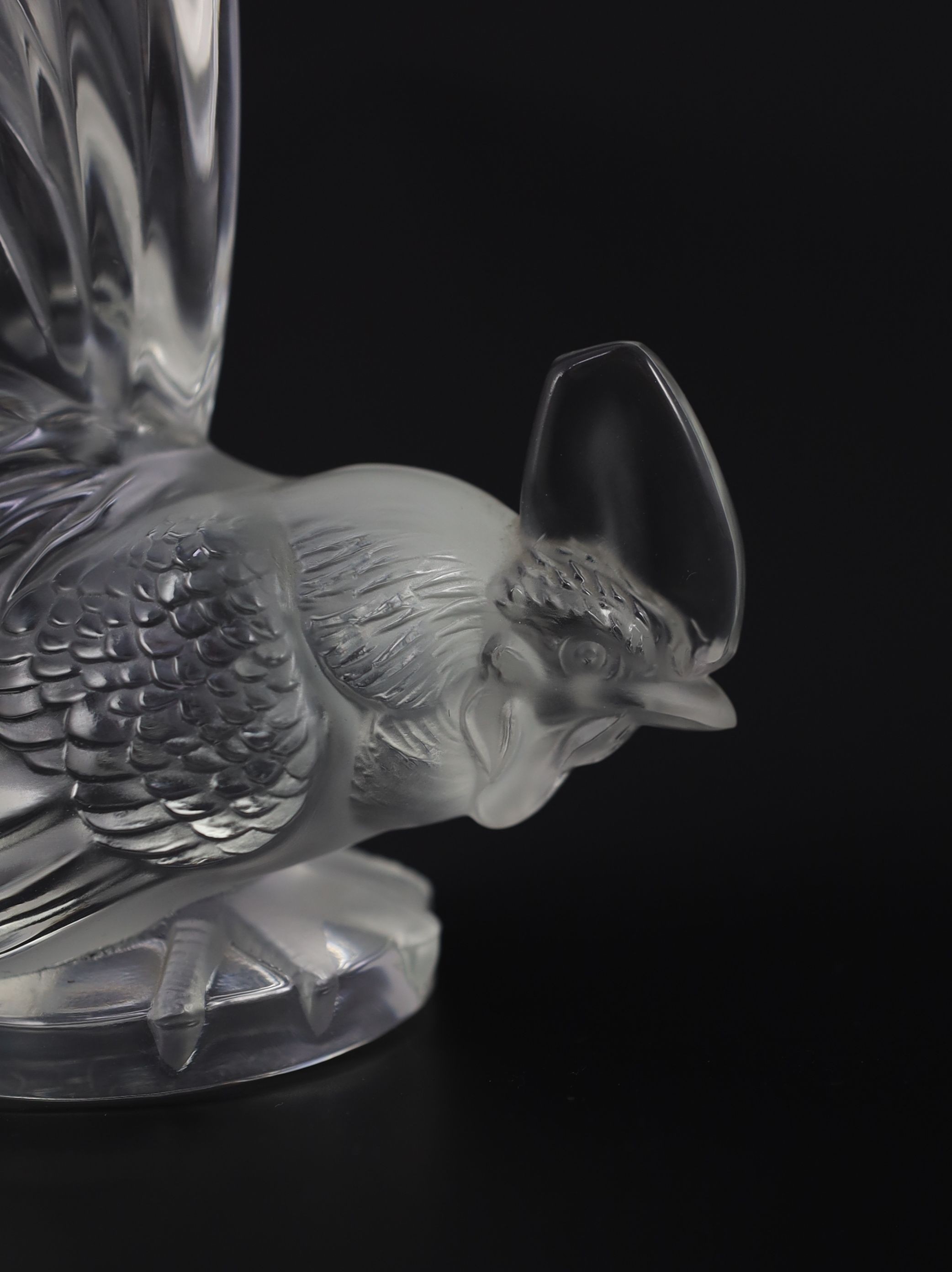 A Lalique Coq Nain glass paperweight, post war, 20.2cm high